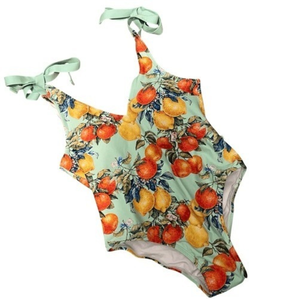 Posh Peanut Womens One Piece Swimsuit Small Mint Green Citrus Lemon Orange NWT